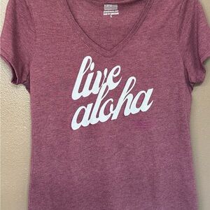 HAE Hawai’i Live Aloha Women's V-Neck Top - Maroon